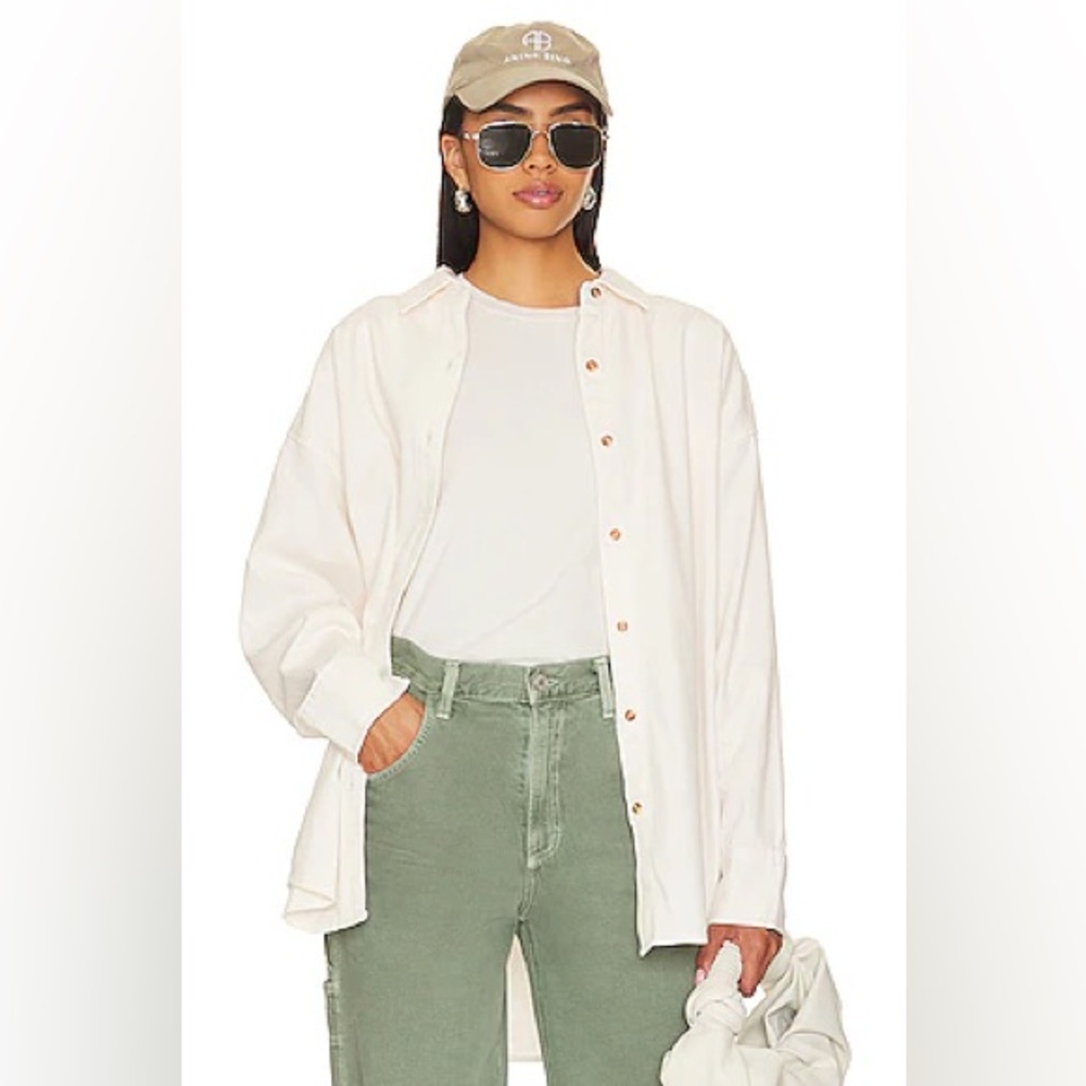 Favorite Daughter Ivory Cream The Ex Boyfriend Button Down Shirt Gardenia